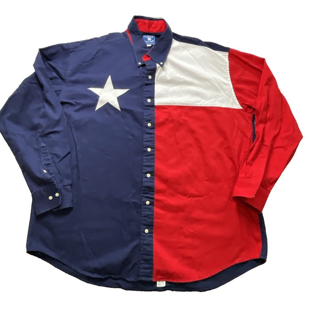 Texas Cotton Lonestar Rodeo Western Texan Button Shirt Made in USA Men‎ Size XL